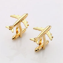 Load image into Gallery viewer, Hot Sale Real Tie Clip Fashion Plane Styling Cuff links Mens Metal AirPlane Cufflinks For Mens Lepton Plane Design Cufflinks
